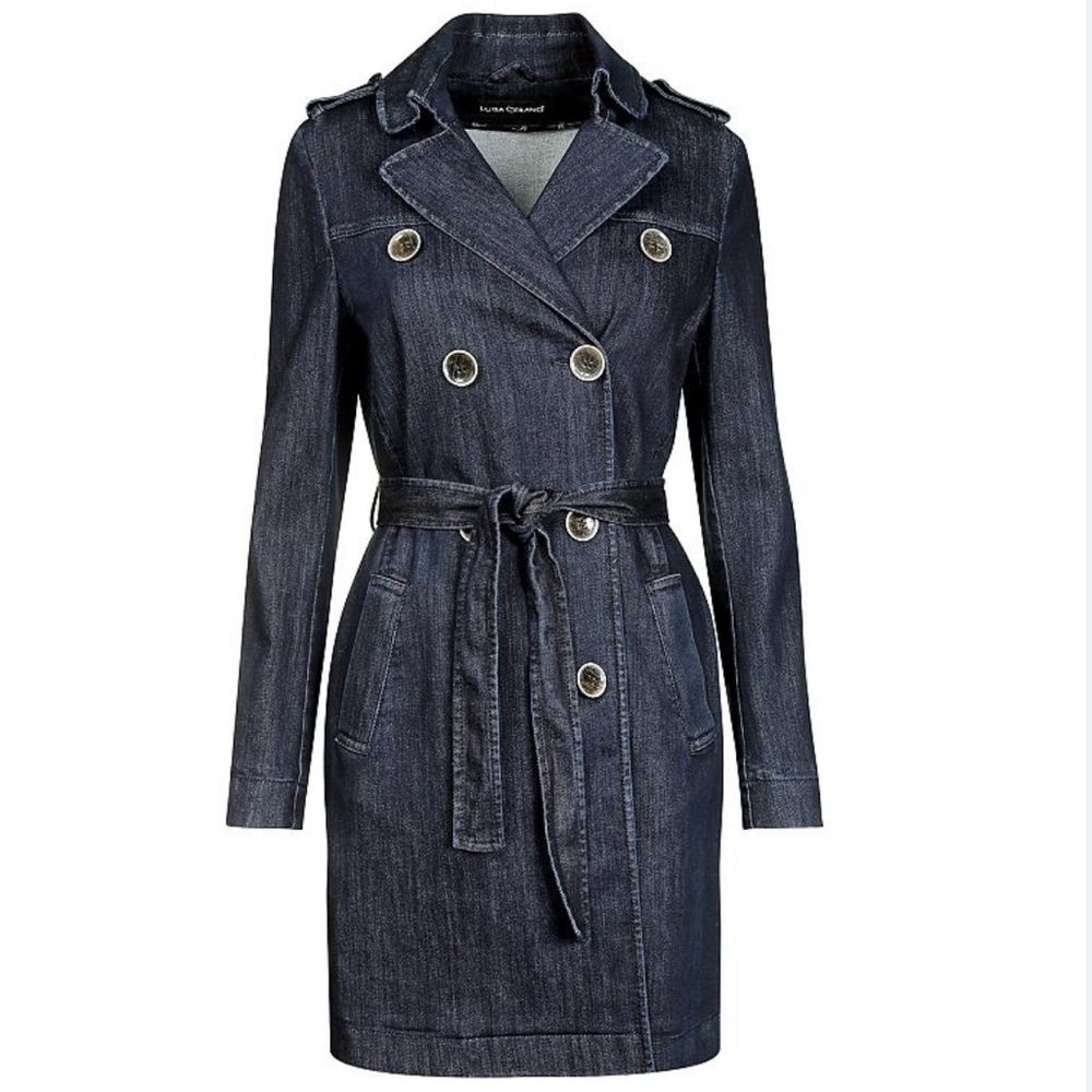 Luisa Cerano Denim Trench Coat Jacket - Picture 1 of 16